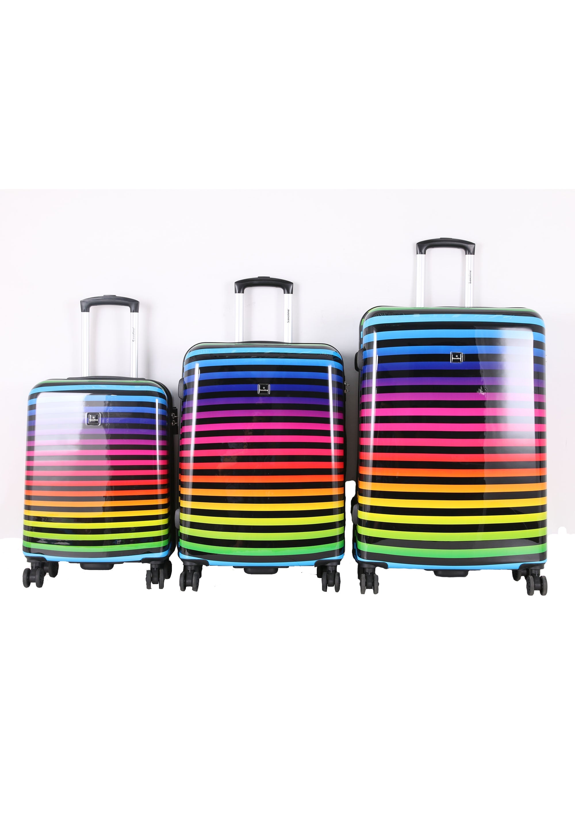 Saxoline Color Strip Hard Suitcase Set / Luggage Set / Trolley Set - 55/64/74 cm (S/M/L)