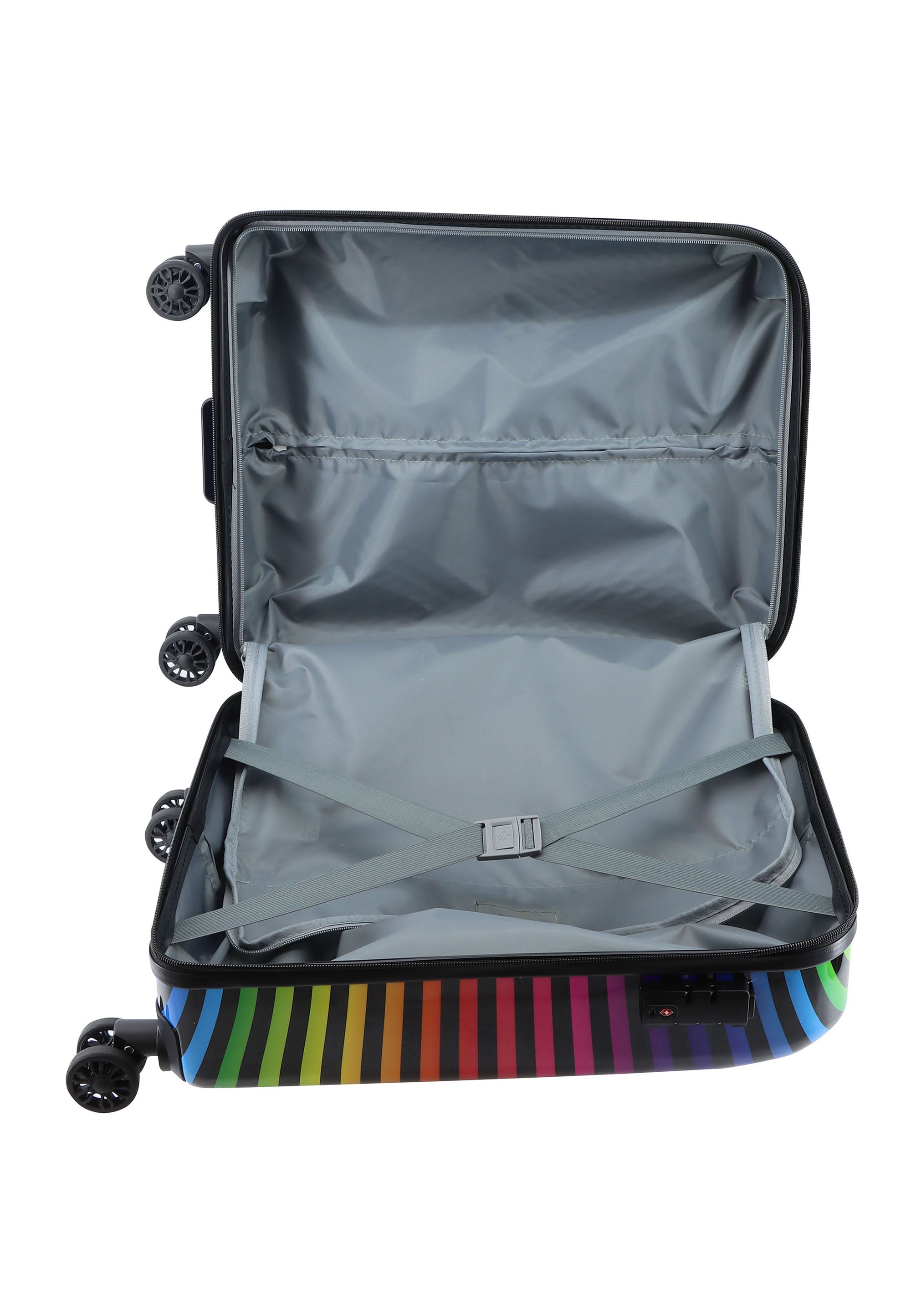 Saxoline Color Strip Handluggage Hard Suitcase / Luggage / Trolley - 55 cm (Small)