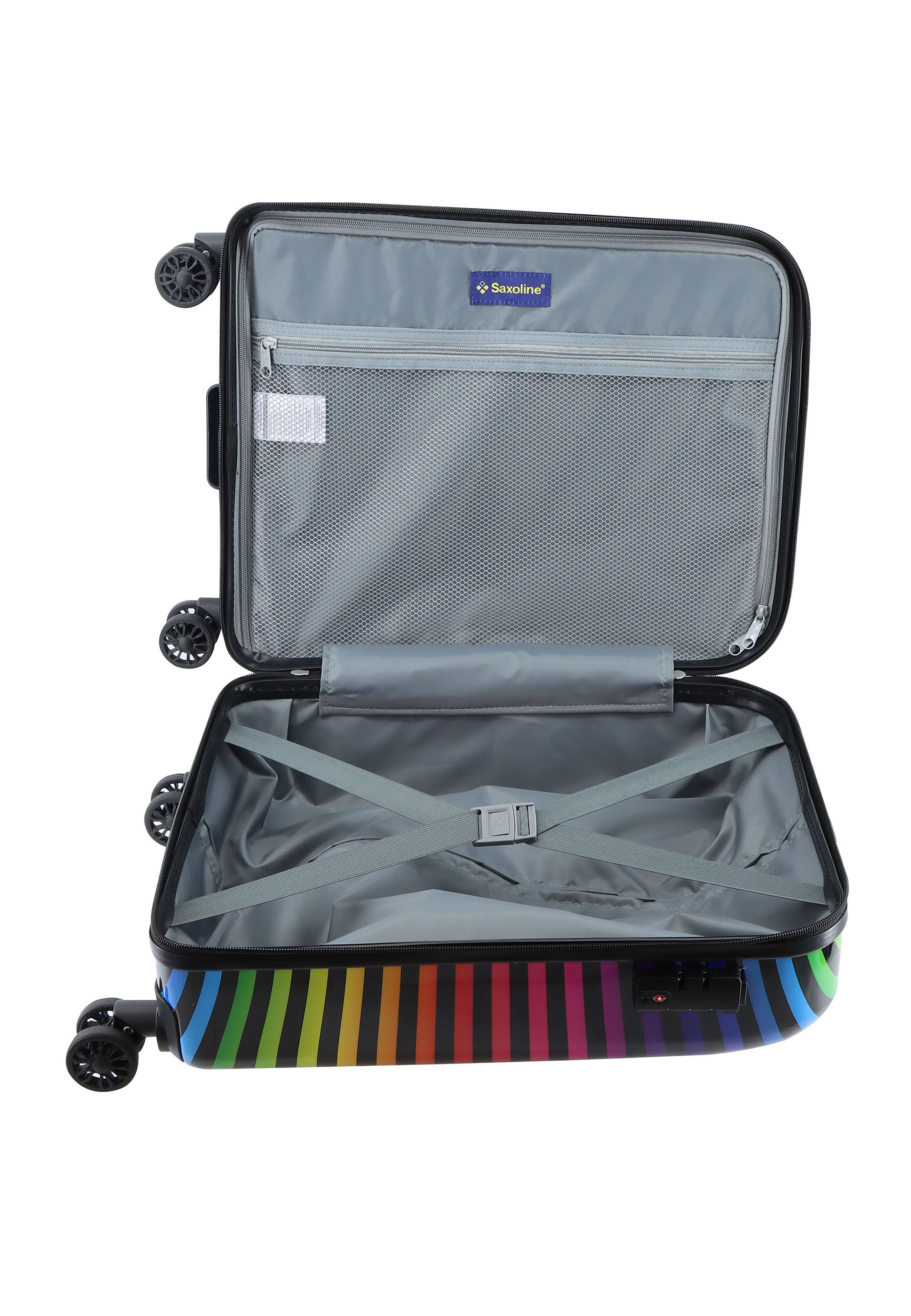 Saxoline Color Strip Handluggage Hard Suitcase / Luggage / Trolley - 55 cm (Small)