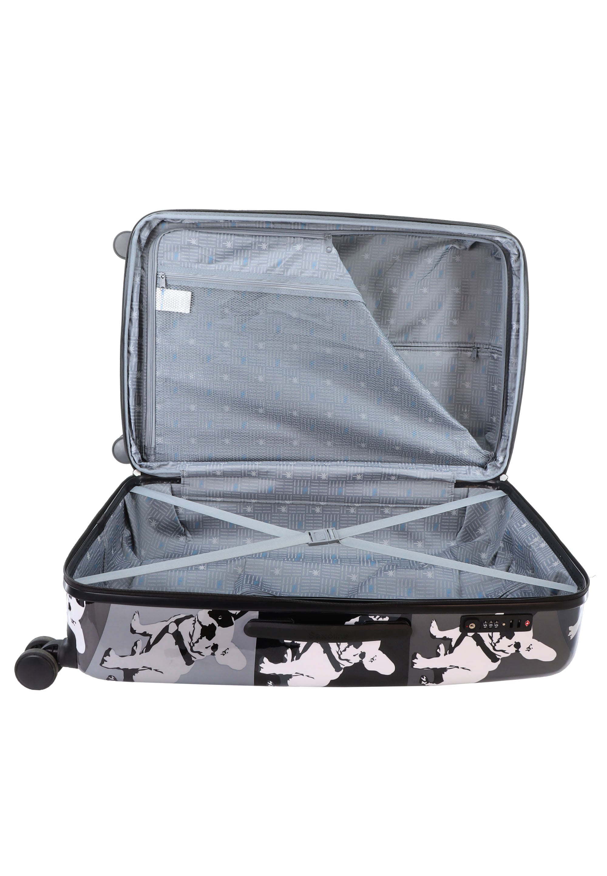 Saxoline Blue Bulldog Monochrome Hard Suitcase Set / Luggage Set / Trolley Set - 55/67/77 cm (S/M/L)