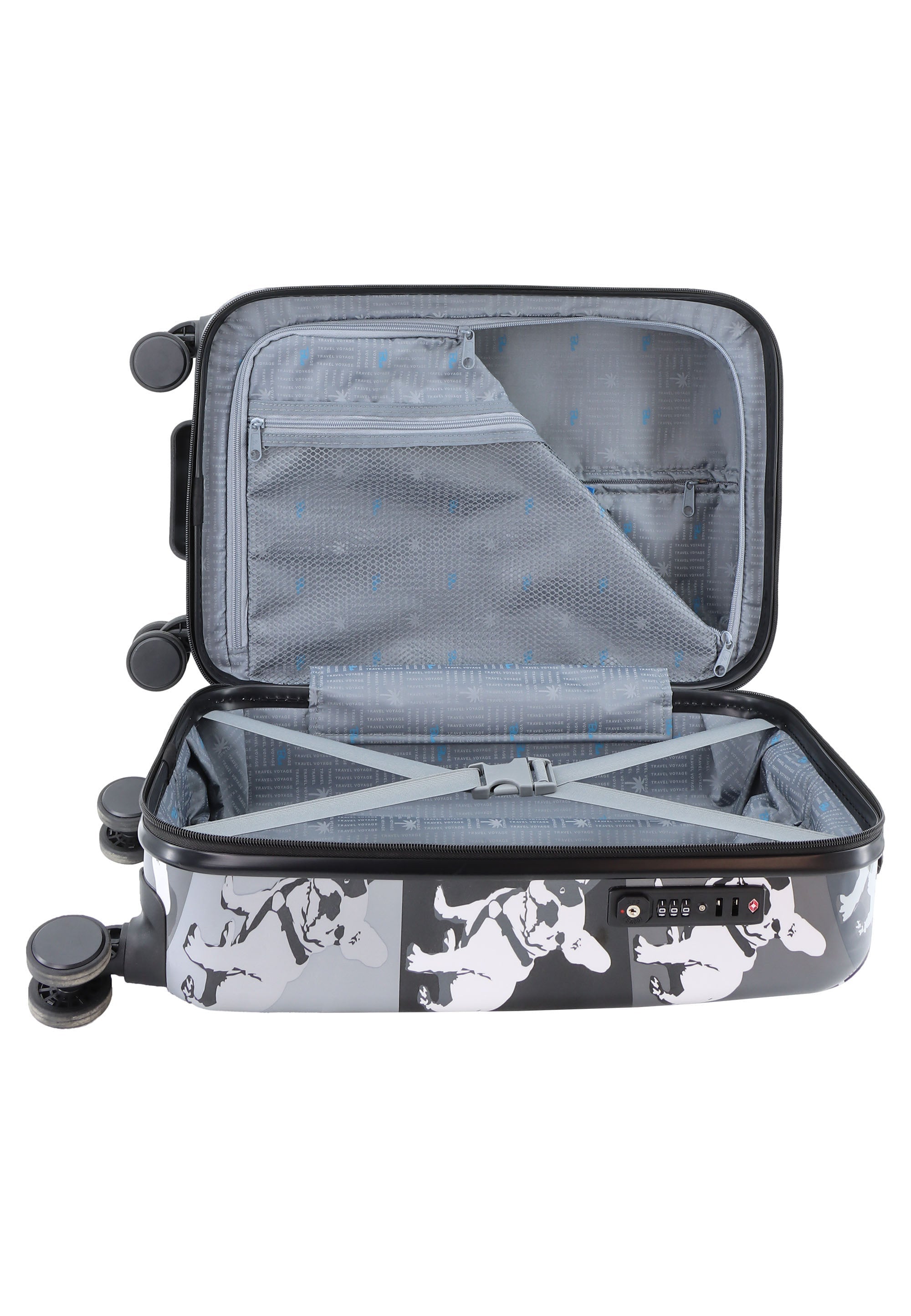 Saxoline Blue Bulldog Monochrome Handluggage Hard Suitcase / Luggage / Trolley - 55 cm (Small)