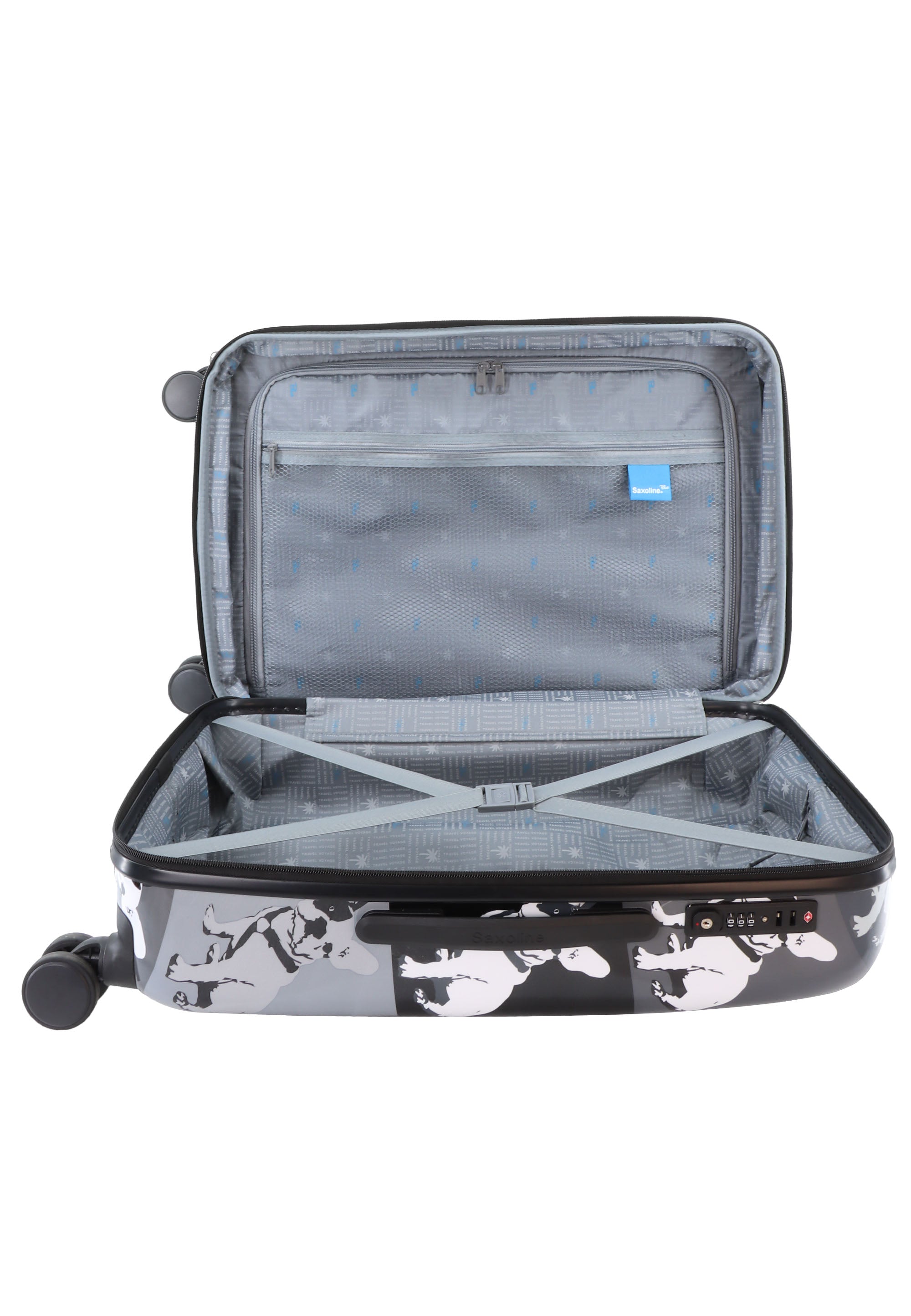 Saxoline Blue Bulldog Monochrome Hard Suitcase / Luggage / Trolley - 67 cm (Medium)