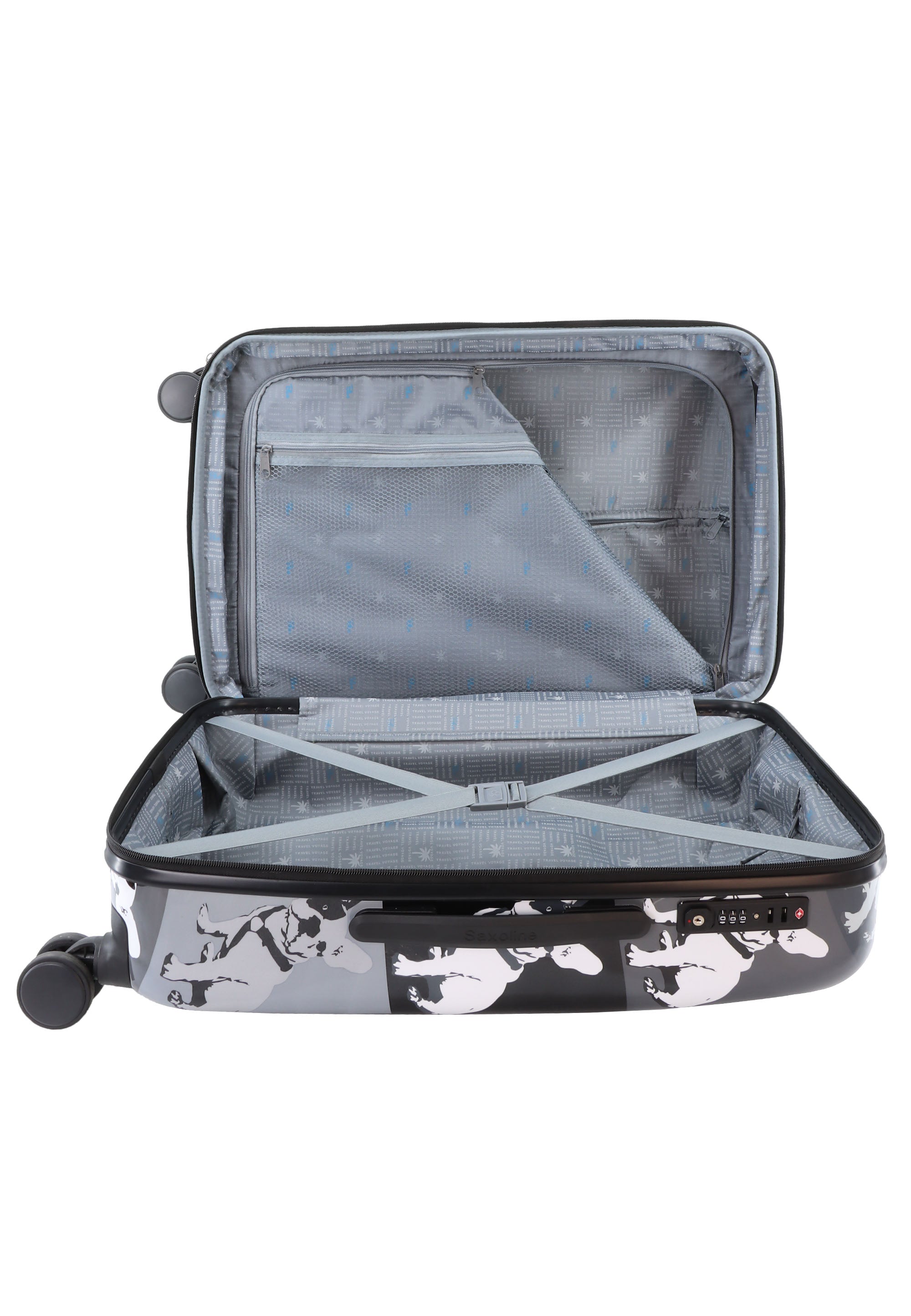 Saxoline Blue Bulldog Monochrome Hard Suitcase / Luggage / Trolley - 67 cm (Medium)