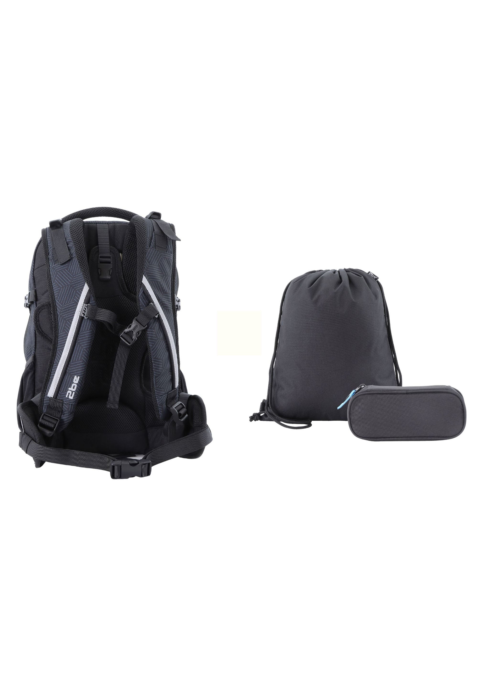 2be Schoolbag / Laptop Backpack / With Gym Bag and Pencil Case Black/Grey