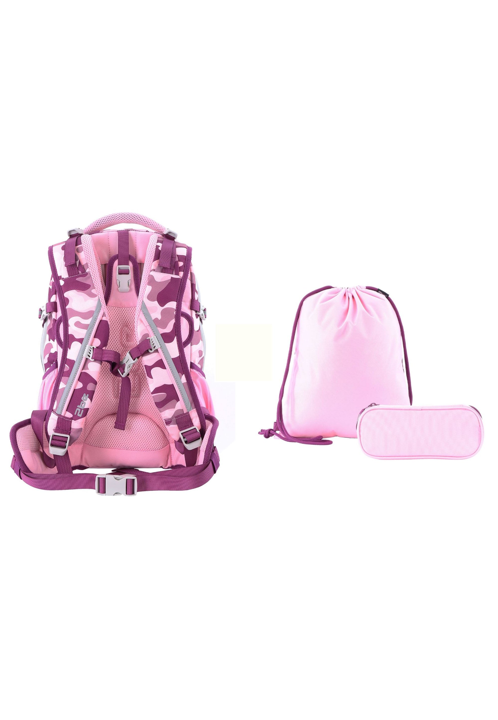 2be Schoolbag / Laptop Backpack / With Gym Bag and Pencil Case Pink Burgundy