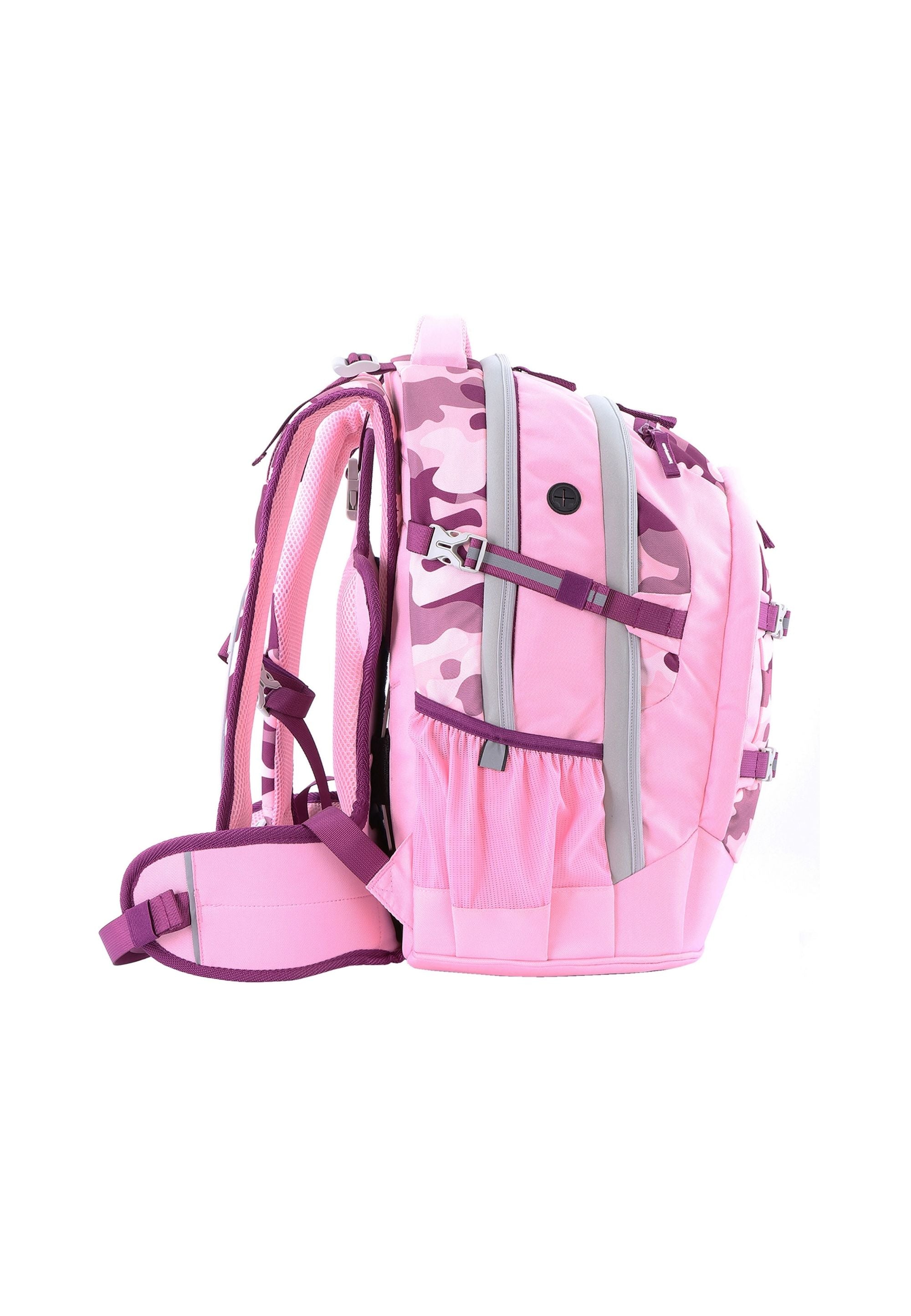 2be Schoolbag / Laptop Backpack / With Gym Bag and Pencil Case Pink Burgundy