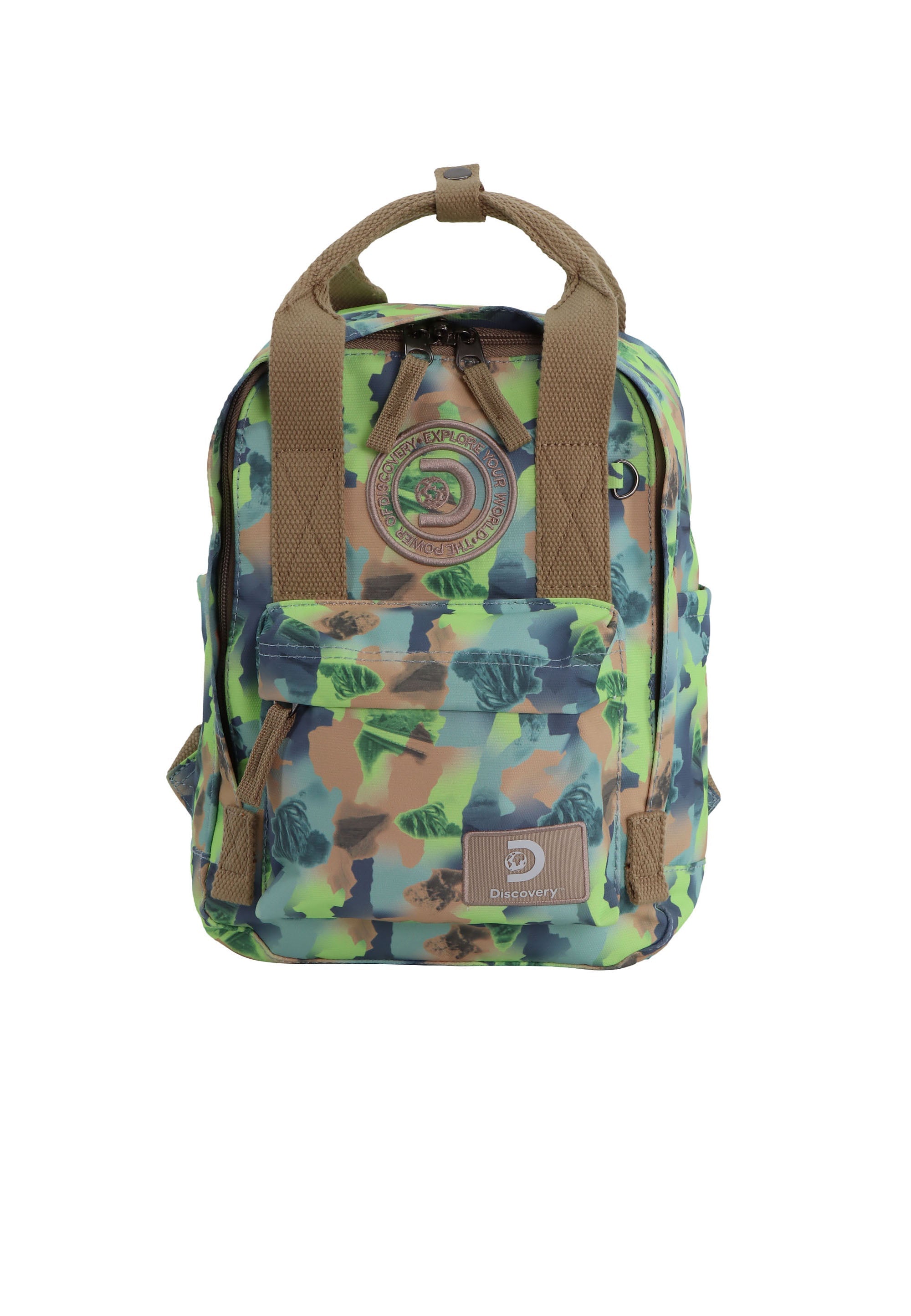 printed camouflage backack size of a handbag